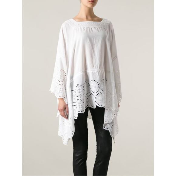Michael Michael Koors Poncho Size L/XL Womens White Cotton Eyelet Lace - Picture 1 of 9